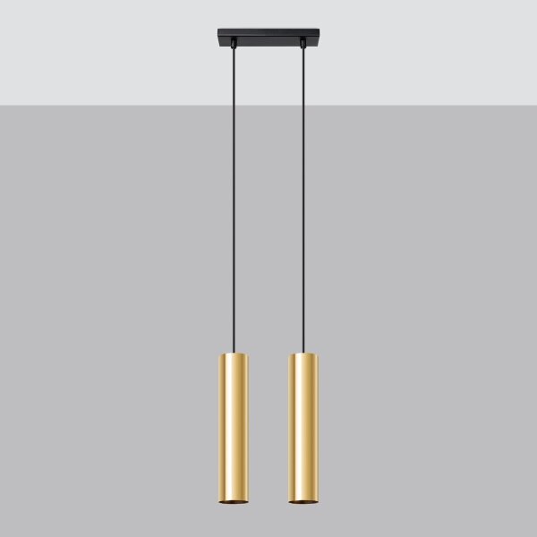 Sollux SL.1241 - Luster na lanku LAGOS 2xGU10/10W/230V zlatá