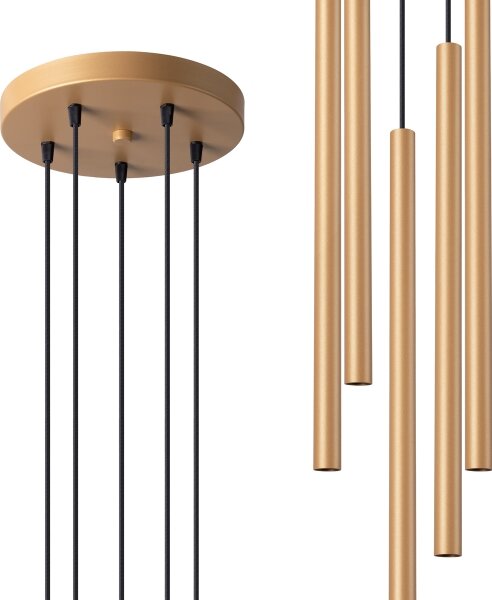 Sollux SL.1174 - Luster na lanku PASTELO 5xG9/8W/230V zlatá