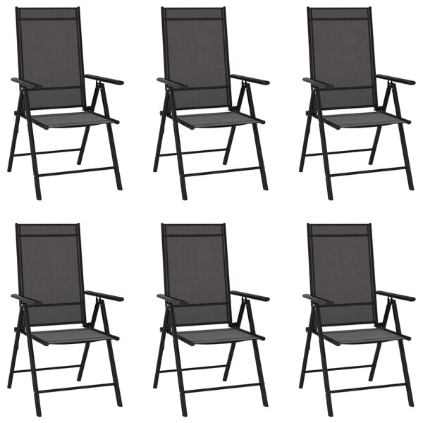 Skladacie záhradné stoličky 6 ks textilénové čierne