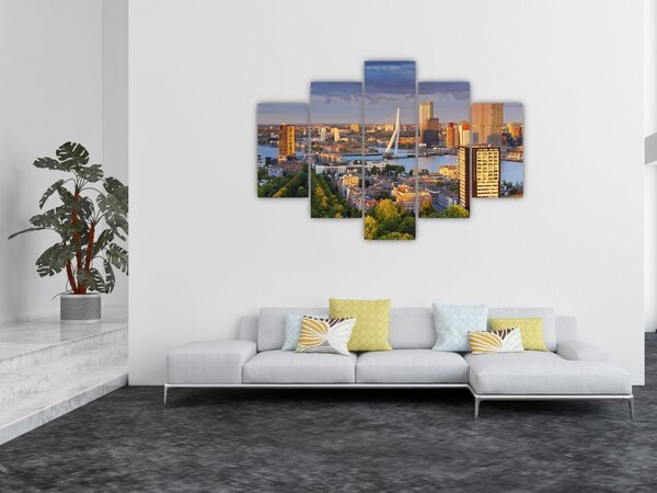 Obraz - Panorama Rotterdamu, Holandsko (150x105 cm)