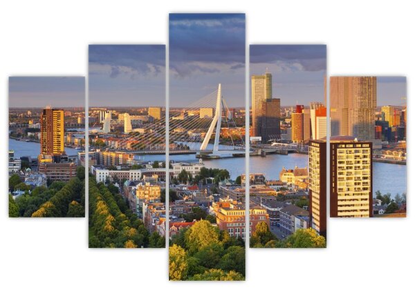 Obraz - Panorama Rotterdamu, Holandsko (150x105 cm)