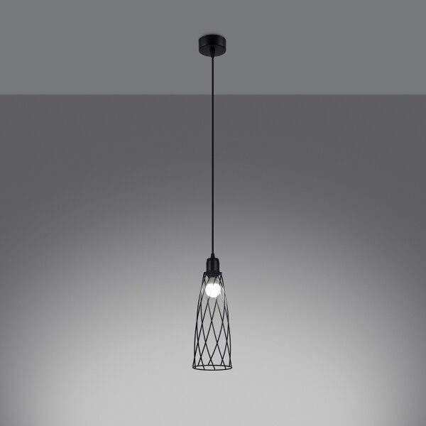 Sollux SL.1165 - Luster na lanku SUBA 1xE27/15W/230V čierna