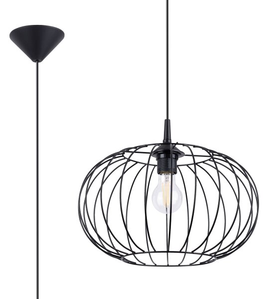 Sollux SL.1185 - Luster na lanku TSUNO 1xE27/15W/230V čierna
