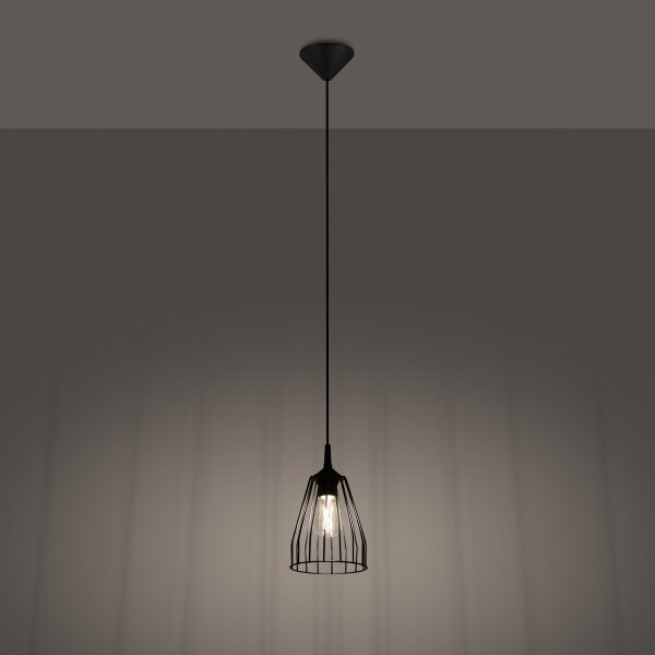 Sollux SL.1205 - Luster na lanku LEYO 1xE27/15W/230V čierna