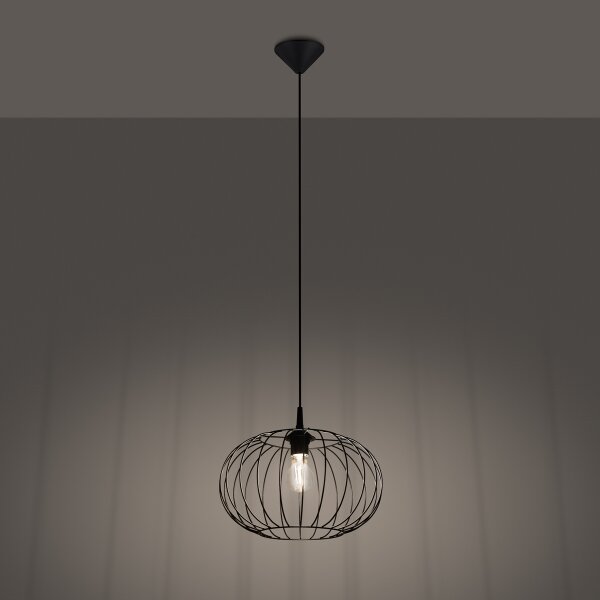 Sollux SL.1185 - Luster na lanku TSUNO 1xE27/15W/230V čierna