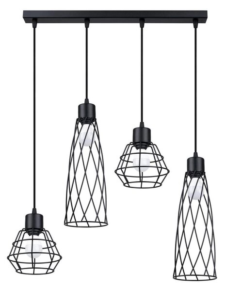 Sollux SL.1167 - Luster na lanku SUBA 4xE27/15W/230V čierna