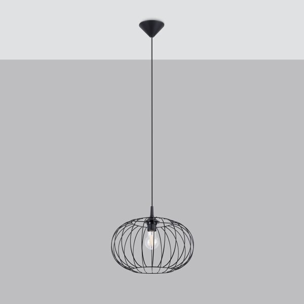 Sollux SL.1185 - Luster na lanku TSUNO 1xE27/15W/230V čierna