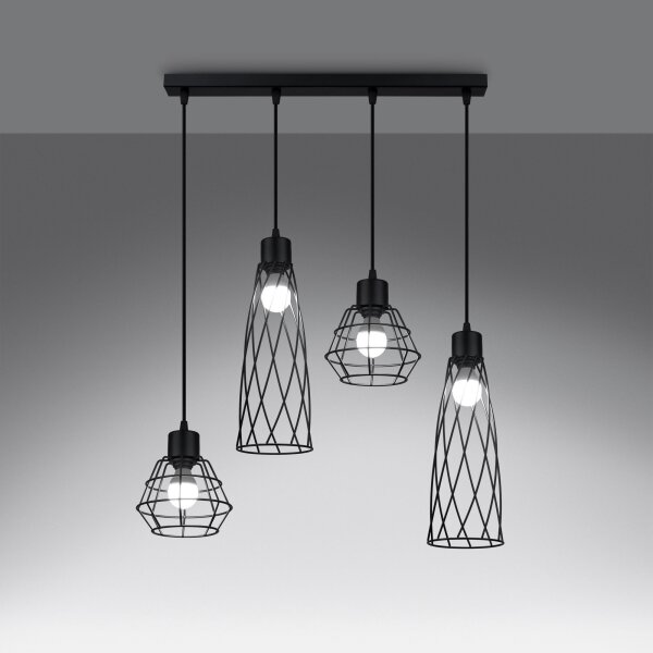 Sollux SL.1167 - Luster na lanku SUBA 4xE27/15W/230V čierna