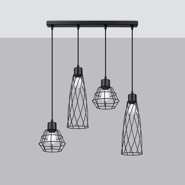 Sollux SL.1167 - Luster na lanku SUBA 4xE27/15W/230V čierna