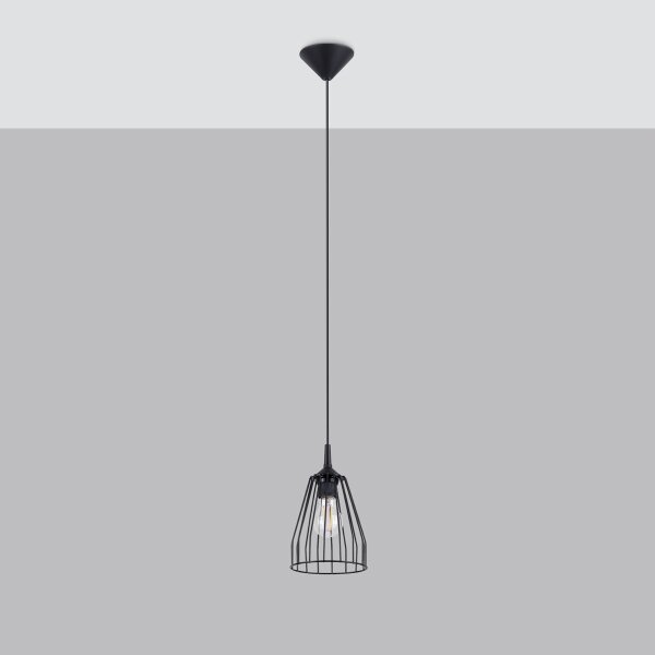 Sollux SL.1205 - Luster na lanku LEYO 1xE27/15W/230V čierna