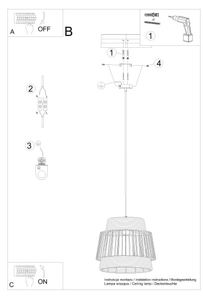 Sollux SL.1253 - Luster na lanku BRILO 1xE27/15W/230V
