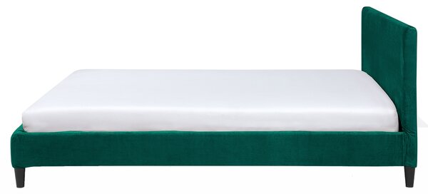 Posteľ tmavozelená zamatová čalúnená 160 x 200 cm rám postele s roštom moderný dizajn