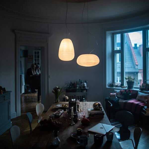 Foscarini Rituals 1 sklenené závesné svietidlo, Biela / opálová, Obývacia izba / jedáleň, Sklo, Dizajn, Guľa