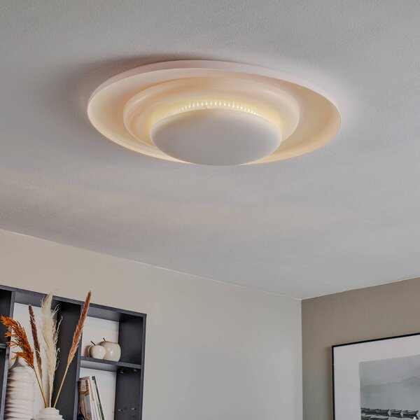 Foscarini Bahia stropné LED svetlo stmievateľné, 76 cm, Biela / opálová, Obývacia izba / jedáleň, Plast, Dizajn, Závesné svietidlo