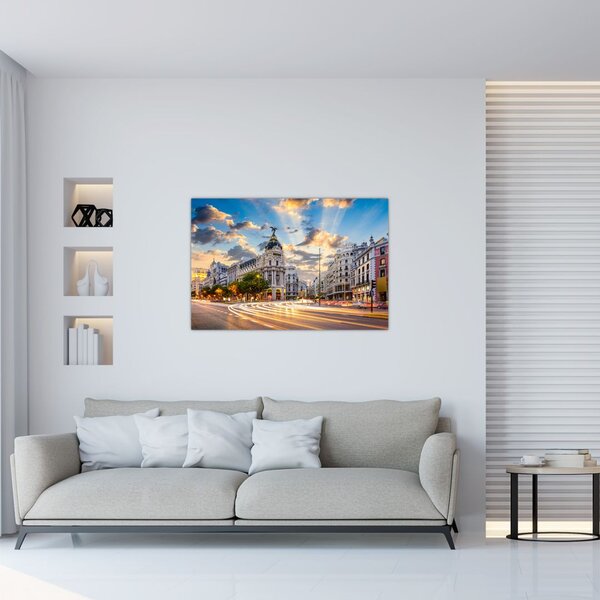 Obraz - Calle Gran Vía, Madrid, Španielsko (90x60 cm)