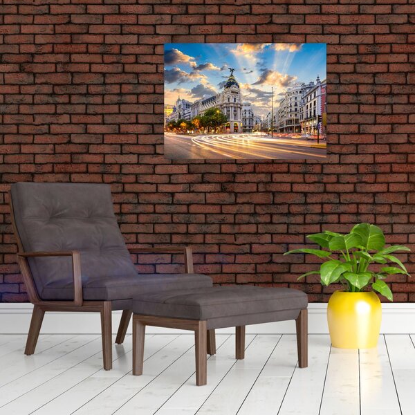 Obraz - Calle Gran Vía, Madrid, Španielsko (70x50 cm)