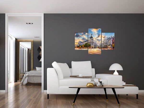 Obraz - Calle Gran Vía, Madrid, Španielsko (90x60 cm)