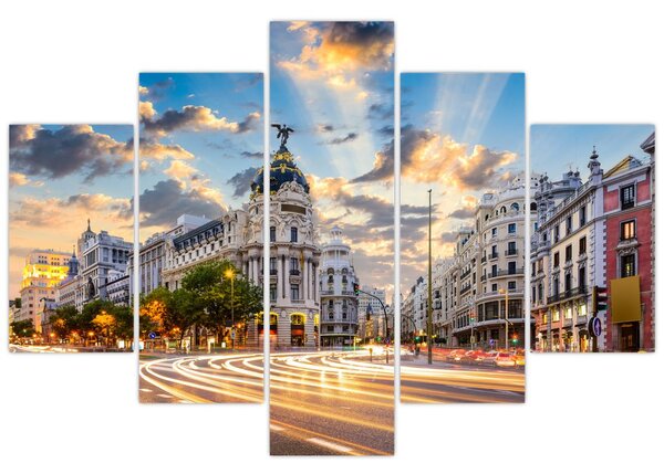 Obraz - Calle Gran Vía, Madrid, Španielsko (150x105 cm)