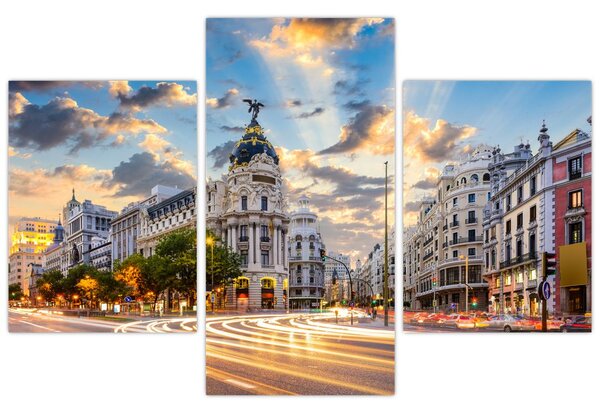 Obraz - Calle Gran Vía, Madrid, Španielsko (90x60 cm)