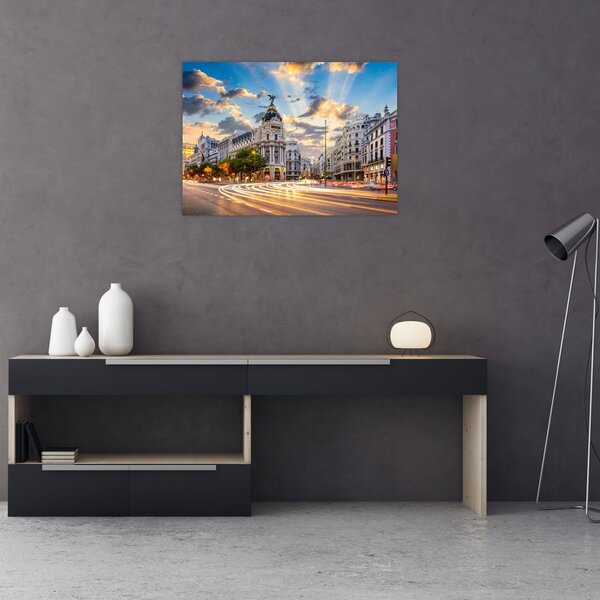 Obraz - Calle Gran Vía, Madrid, Španielsko (70x50 cm)