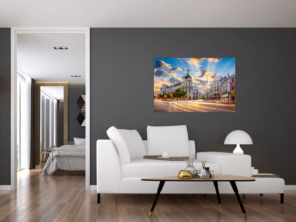 Obraz - Calle Gran Vía, Madrid, Španielsko (90x60 cm)