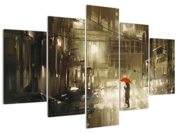 Obraz - Žena za daždivej noci (150x105 cm)