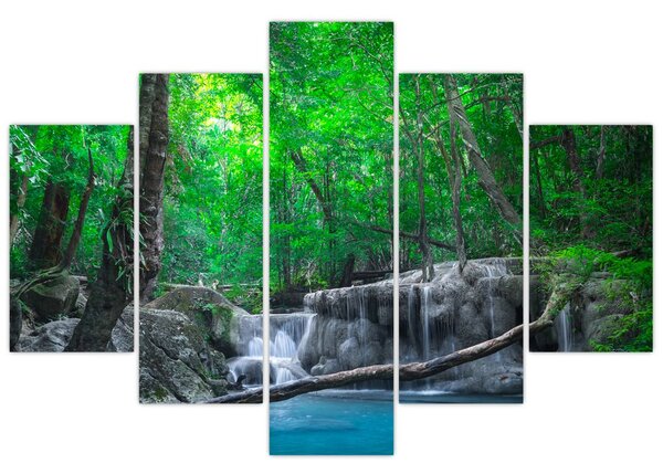 Obraz - Vodopád Erawan, Kanchanaburi, Thajsko (150x105 cm)
