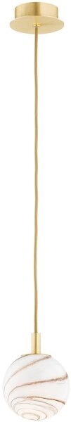 Argon 8450 - Luster na lanku ALMIROS 1xE14/7W/230V pr. 12 cm alabaster zlatá