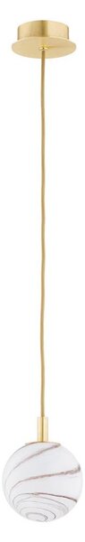 Argon 8450 - Luster na lanku ALMIROS 1xE14/7W/230V pr. 12 cm alabaster zlatá