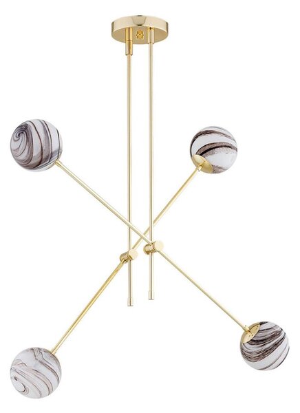 Argon 1840 - Luster na tyči ABSOS 4xE14/7W/230V alabaster zlatá