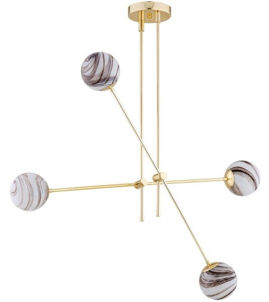 Argon 1840 - Luster na tyči ABSOS 4xE14/7W/230V alabaster zlatá