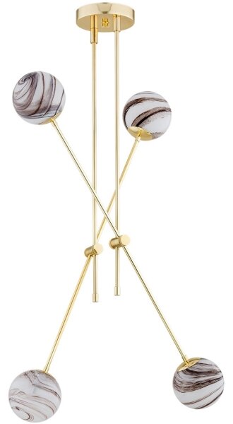 Argon 1840 - Luster na tyči ABSOS 4xE14/7W/230V alabaster zlatá