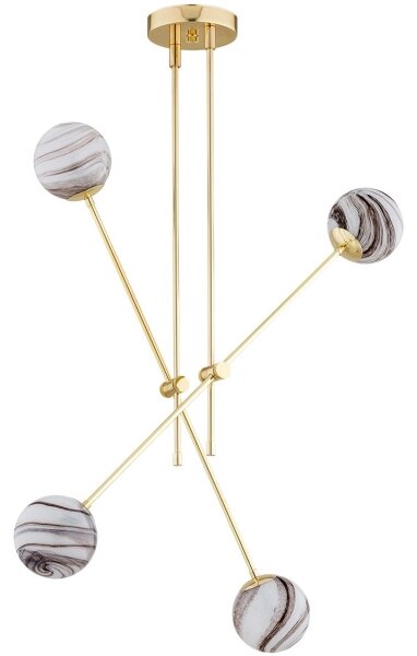 Argon 1840 - Luster na tyči ABSOS 4xE14/7W/230V alabaster zlatá