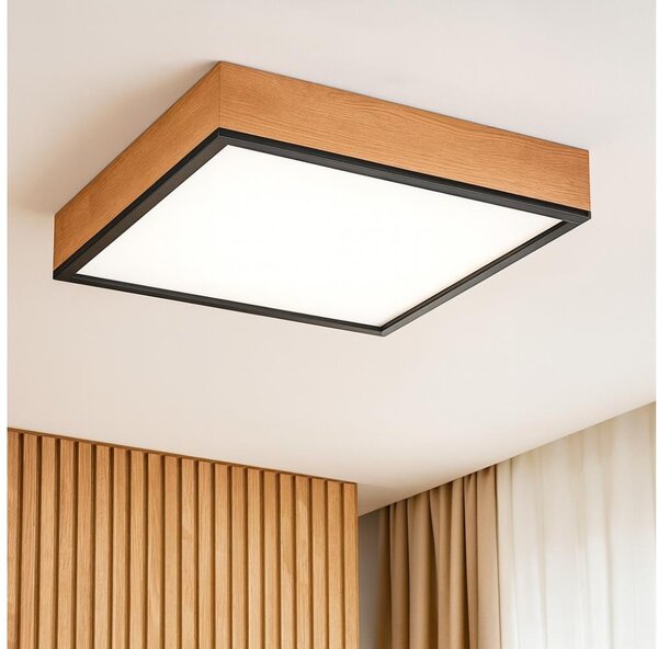 Stropné svietidlo OAK SQUARE 4xE27/15W/230V 48x48 cm dub/čierna