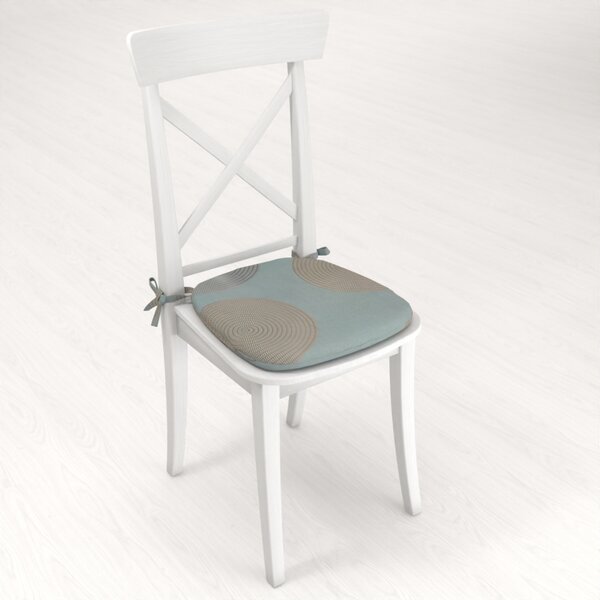 Biante Zamatový oblý podsedák Tamara TMR-058 Designové kruhy na modrosivom - 39x37x3 cm