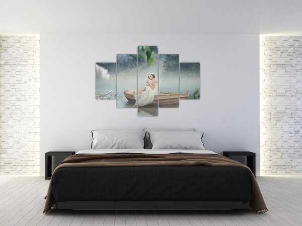 Obraz - Žena na loďke (150x105 cm)