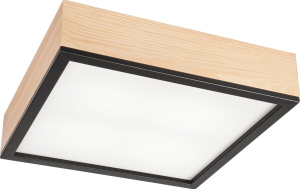 Stropné svietidlo NATURAL SQUARE 4xE27/15W/230V 39x39 cm borovica/čierna