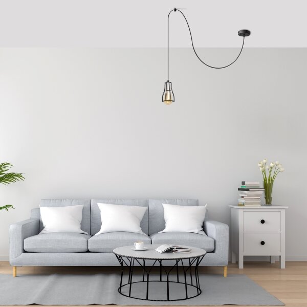 Luster na lanku TUBE 1xE27/15W/230V čierna/chróm
