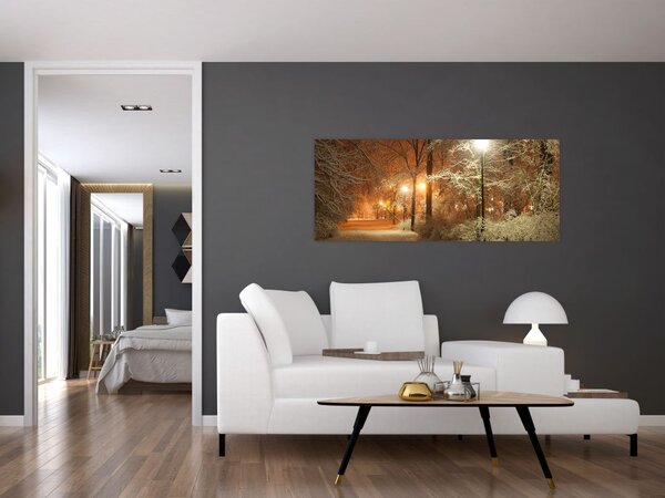 Obraz - Zasnežený park (120x50 cm)