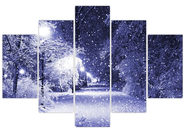 Obraz - Čarovná zimná noc (150x105 cm)
