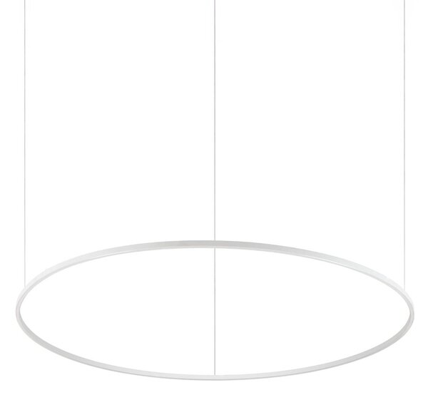 Závesné svietidlo Ideal Lux LED Oracle Slim white 3 000 K Ø 150 cm, Biela / opálová, Obývacia izba / jedáleň, Hliník, Moderný, Závesné svietidlo
