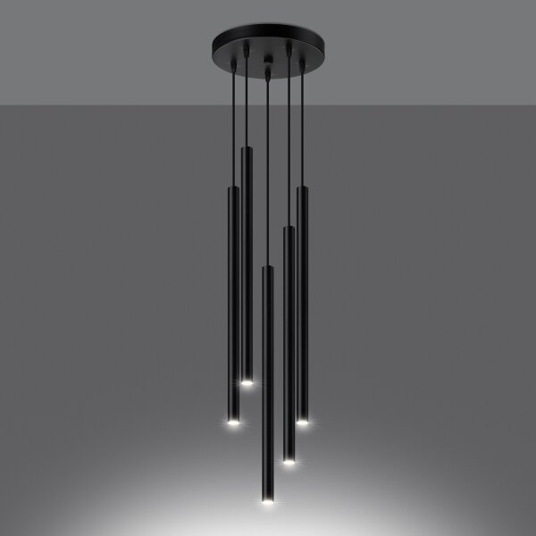 Sollux SL.1176 - Luster na lanku PASTELO 5xG9/8W/230V čierna