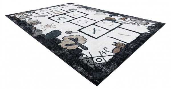 Dywany Łuszczów, Detský kusový koberec Fun Hop black, 140x190, čiernobiela, detská izba