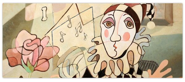 Obraz - Kubizmus - harlequin and rose (120x50 cm)