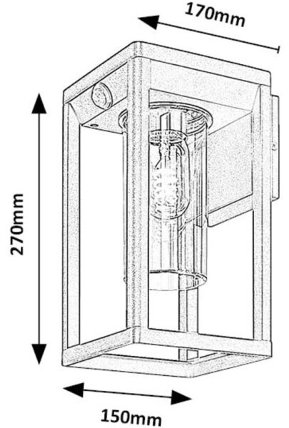 Rabalux 77086 - Vonkajšie nástenné svietidlo ZERNEST 1xE27/15W/230V IP54 čierna