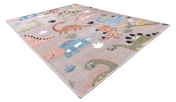 Dywany Łuszczów , Detský kusový koberec Fun Dino beige, 80x150, viacfarebná, detská izba