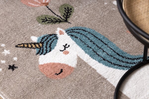 Dywany Łuszczów , AKCIA: 160x220 cm Detský kusový koberec Fun Unicorn with rainbow beige, béžová, detská izba