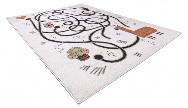 Dywany Łuszczów , Detský kusový koberec Fun Game llama cream, 80x150, biela, detská izba