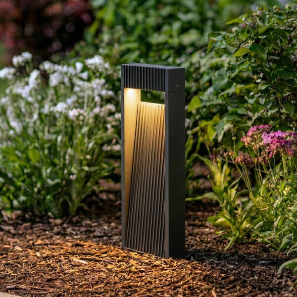 Lucande LED podlahové svietidlo Tavion, 40 cm, antracitová, IP65, Čierna, Hliník, Moderný, Vonkajčie stĺpové osvetlenie