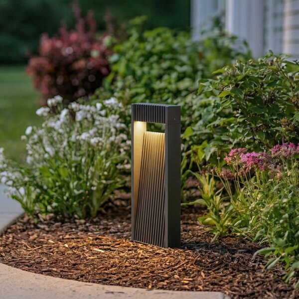 Lucande LED podlahové svietidlo Tavion, 40 cm, antracitová, IP65, Čierna, Hliník, Moderný, Vonkajčie stĺpové osvetlenie